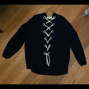 Zara Lace Up Back Sweater Size Medium